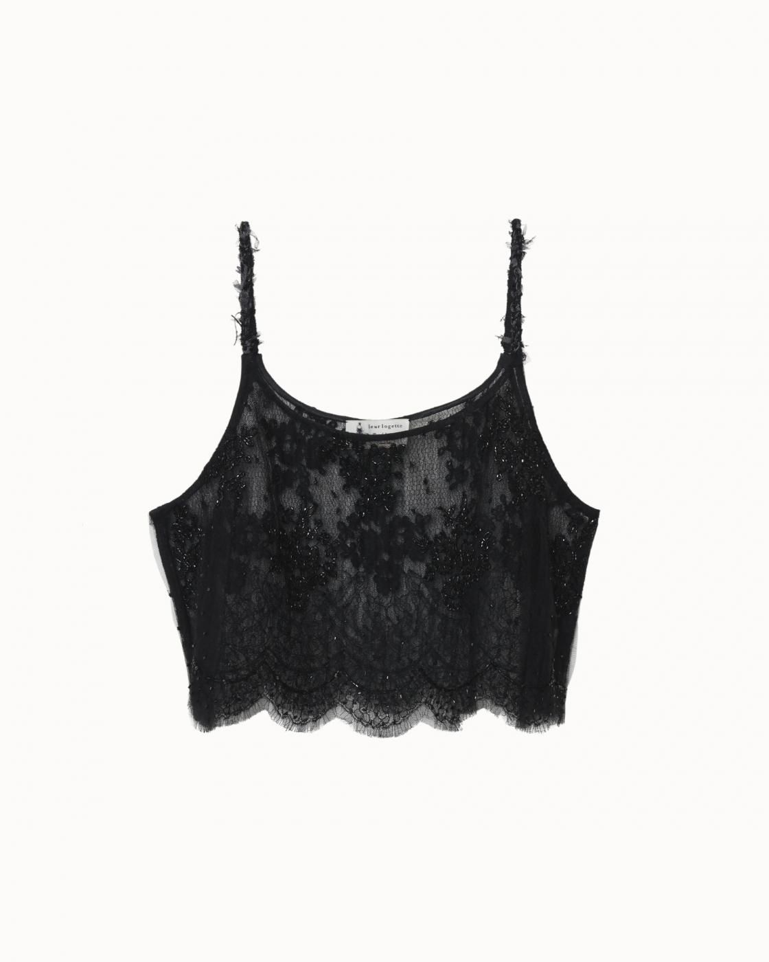 leur logette - <img class='new_mark_img1' src='https://img.shop-pro.jp/img/new/icons1.gif' style='border:none;display:inline;margin:0px;padding:0px;width:auto;' />Double Lace Camisole - Black