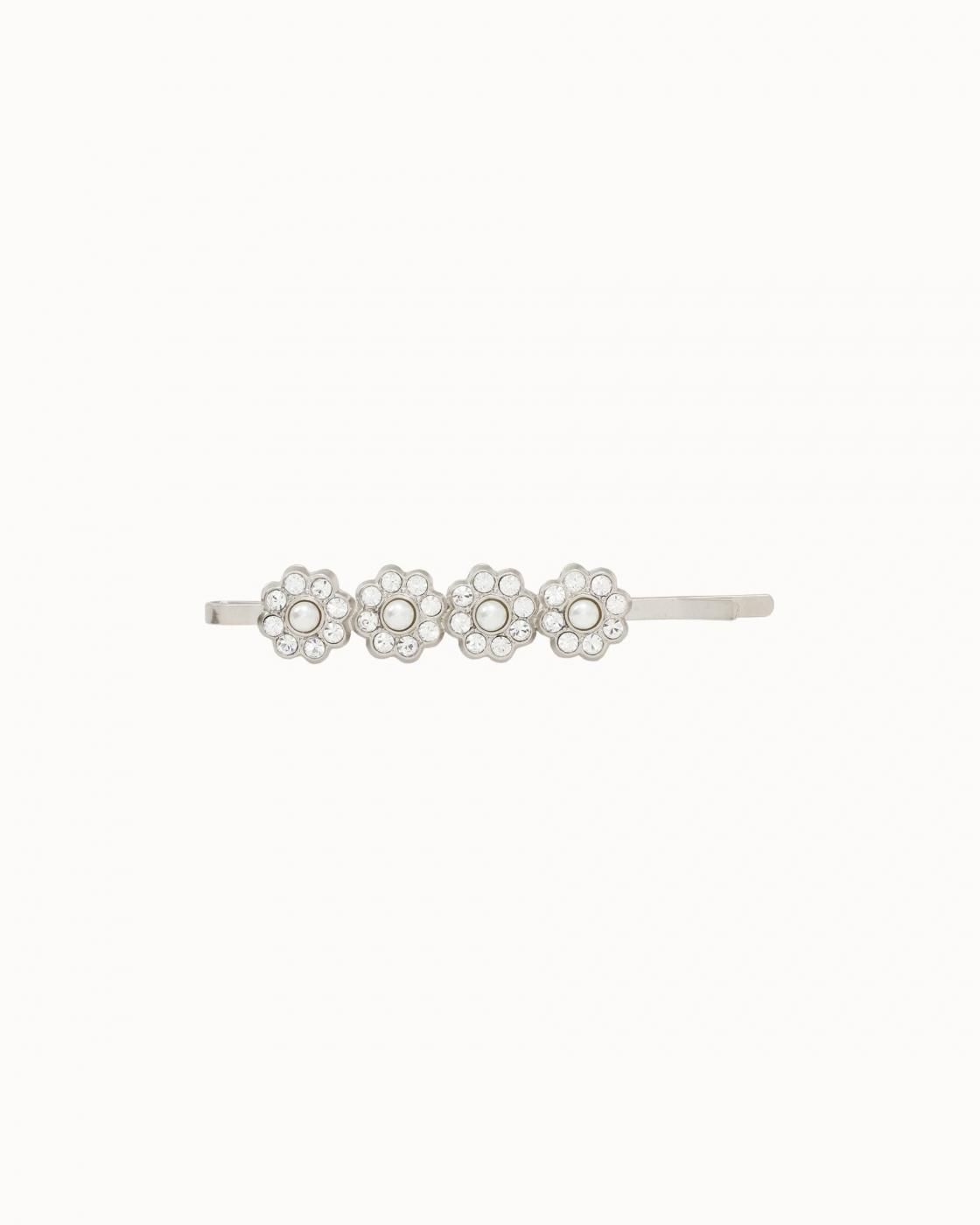 leur logette - Pearl & Crystal Hair Pin - Silver