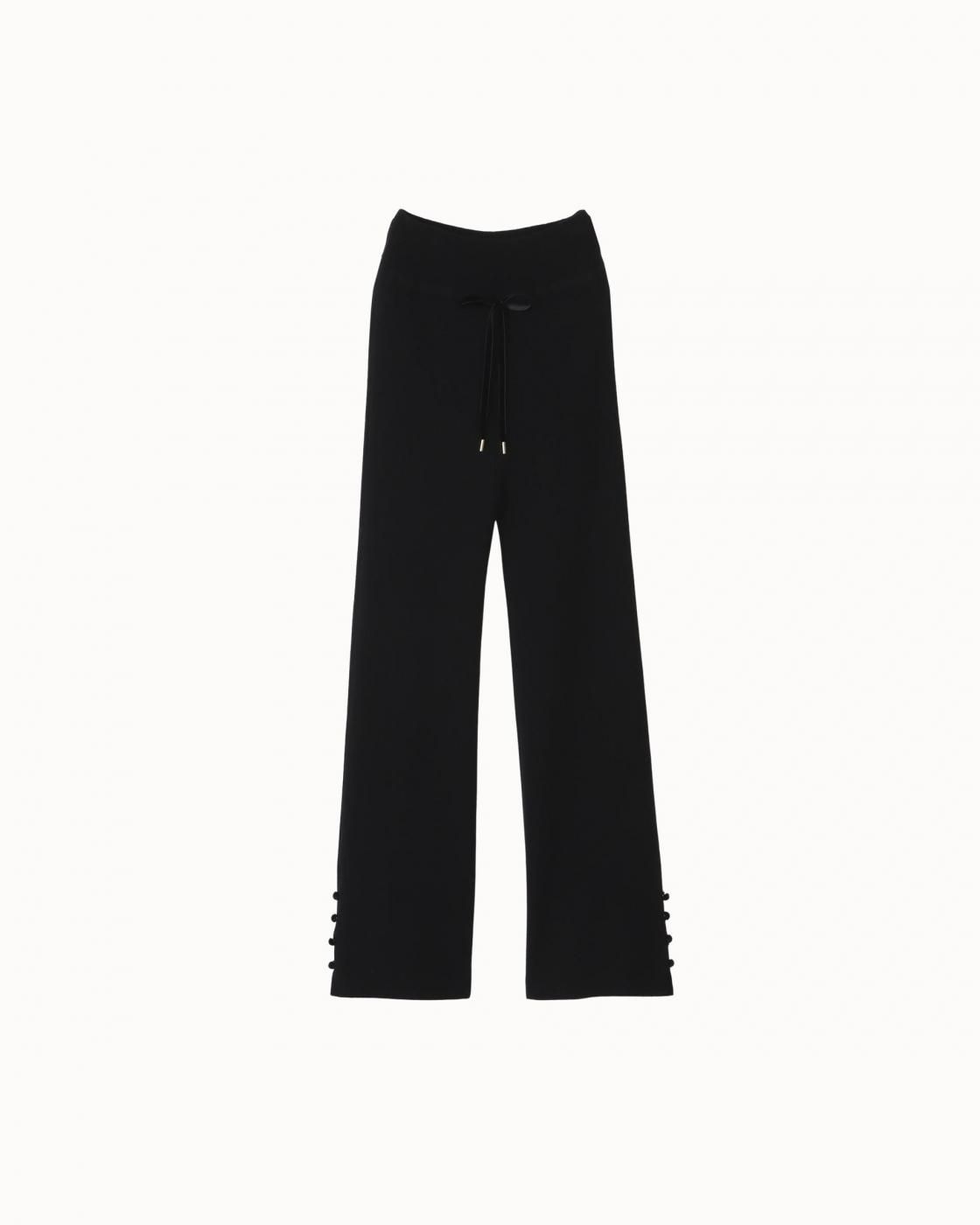 leur logette - <img class='new_mark_img1' src='https://img.shop-pro.jp/img/new/icons1.gif' style='border:none;display:inline;margin:0px;padding:0px;width:auto;' />Cashmere Rib Pants - Black
