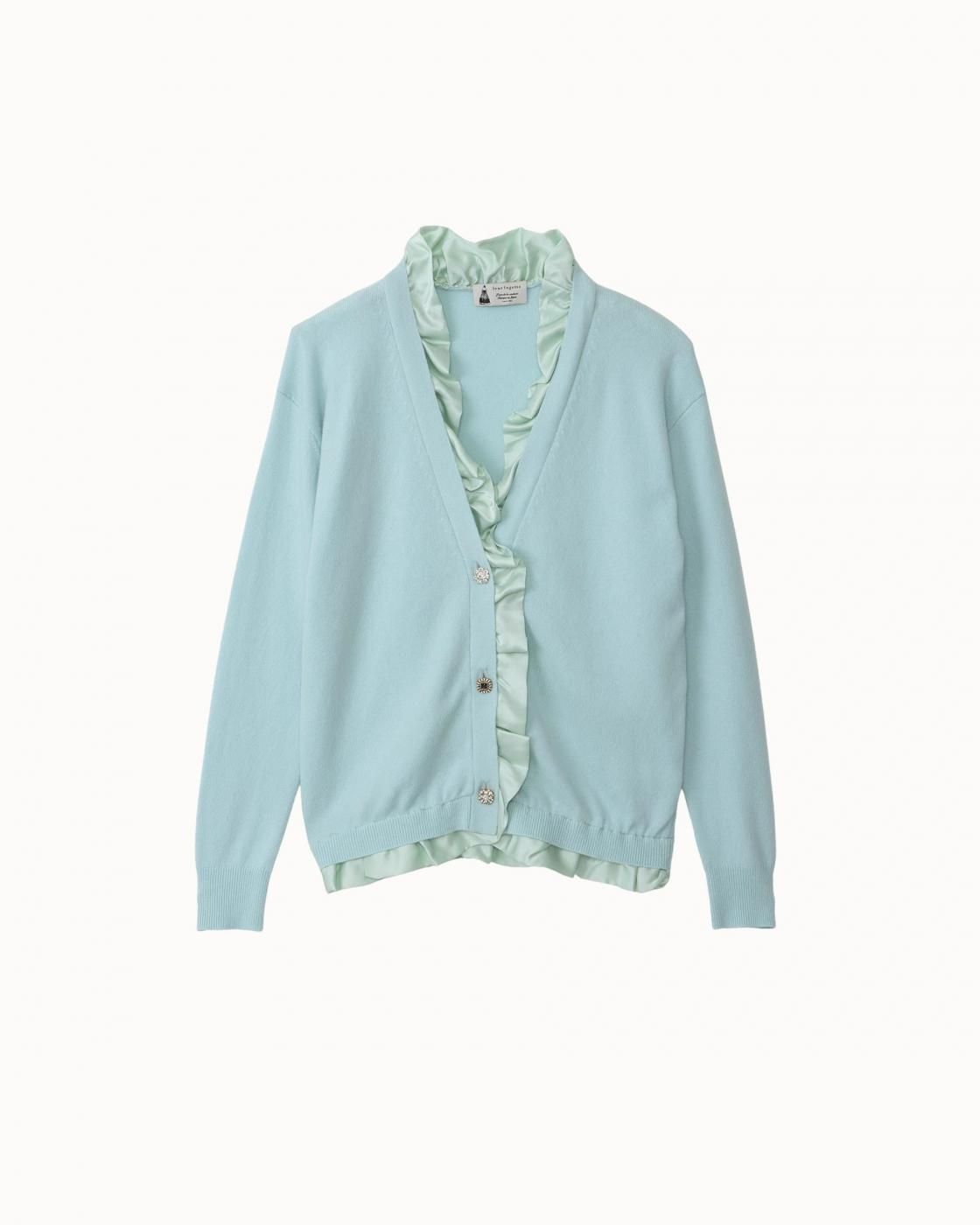 leur logette - <img class='new_mark_img1' src='https://img.shop-pro.jp/img/new/icons1.gif' style='border:none;display:inline;margin:0px;padding:0px;width:auto;' />Cashmere Stretch Cardigan - Light Blue