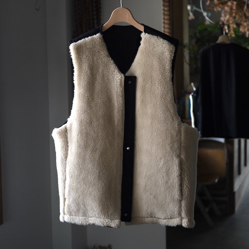 stein】Wool Fur Reversible Vest