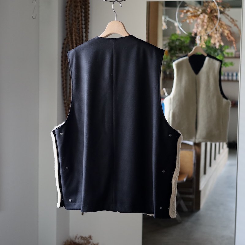 stein】Wool Fur Reversible Vest