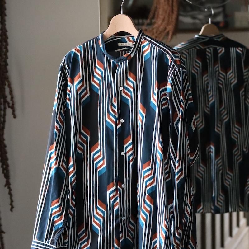 HEUGN】Morris Band Collar Bucol Print Shirts - HUUKU HEUGN】Morris Band Collar Bucol Print Shirts - HUUKU