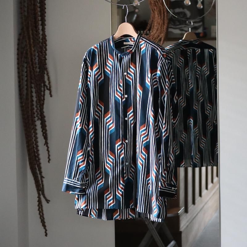 HEUGN】Morris Band Collar Bucol Print Shirts - HUUKU