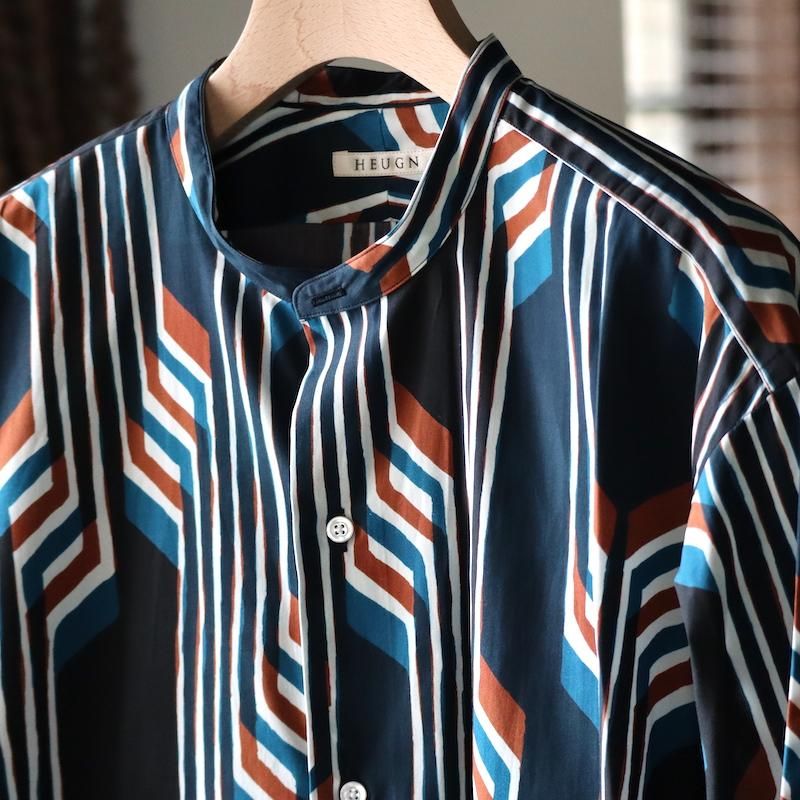 HEUGN】Morris Band Collar Bucol Print Shirts - HUUKU HEUGN】Morris Band Collar Bucol Print Shirts - HUUKU