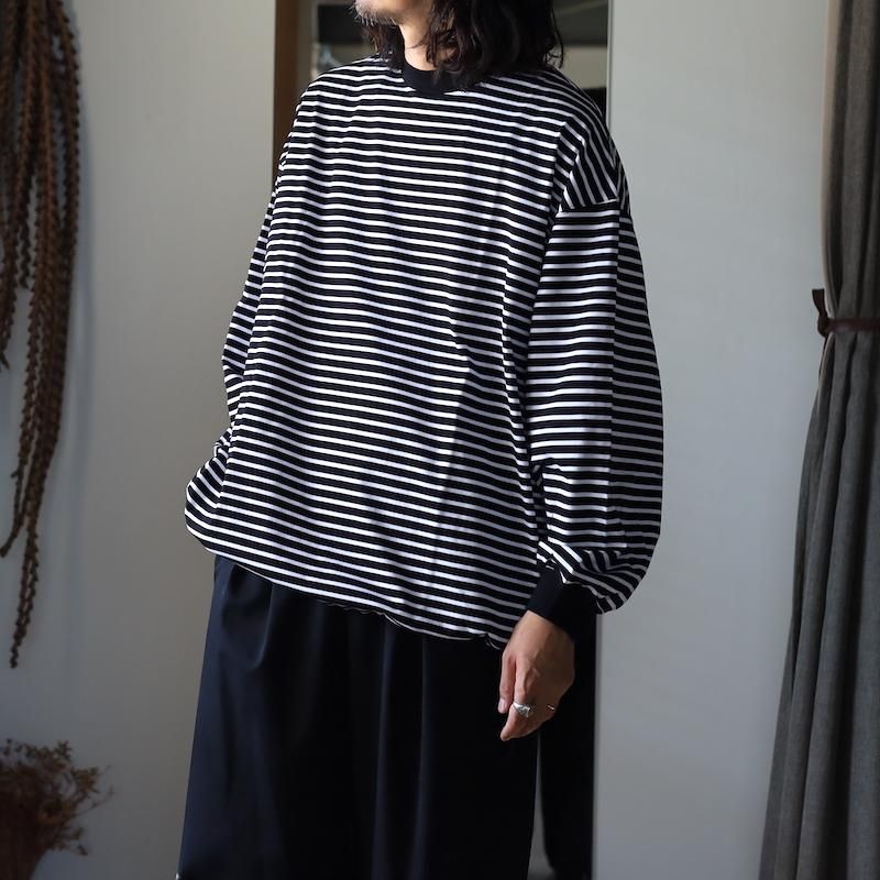 isness】BALLOON STRIPES LONG SLEEVE T-SHIRT - HUUKU isness】BALLOON STRIPES LONG SLEEVE T-SHIRT - HUUKU