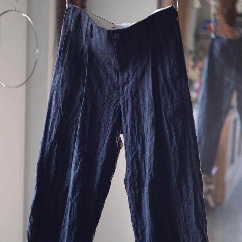【美品】CALMLENCE Single Pleated Wide Pants SILK/COTTON CHINO CLOTH SINGLE PLEATED WIDE PANTS - WUNDER