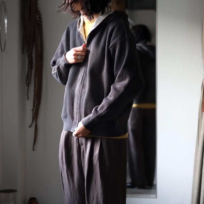 ssstein】DISCOLORATION RIB KNIT ZIP HOODY - HUUKU