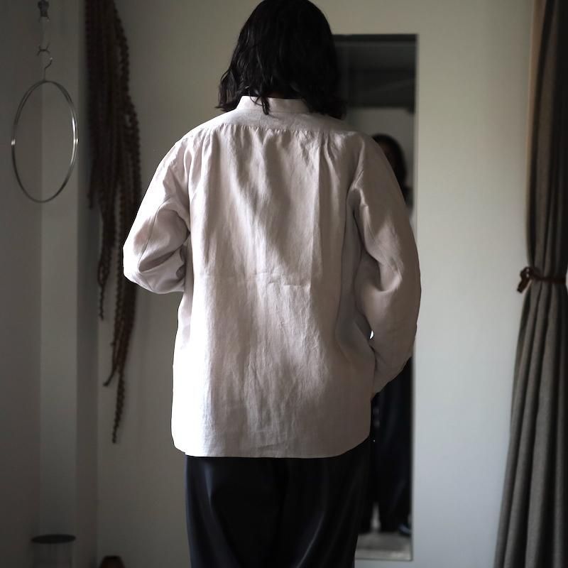 Gorsch】Belgium Linen Stand Collar Shirt - HUUKU Gorsch】Belgium Linen Stand Collar Shirt - HUUKU