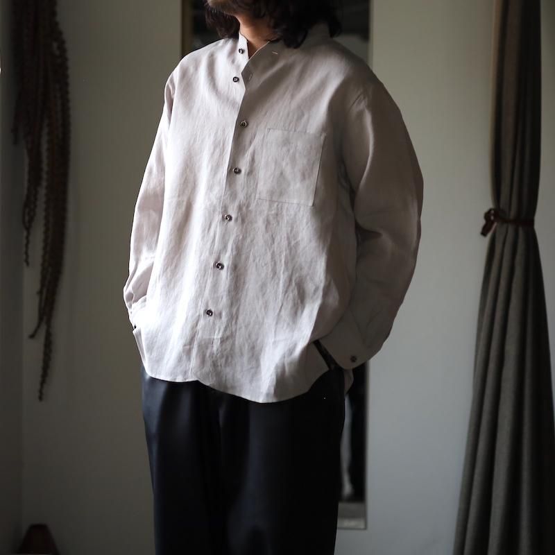 Gorsch】Belgium Linen Stand Collar Shirt - HUUKU Gorsch】Belgium Linen Stand Collar Shirt - HUUKU