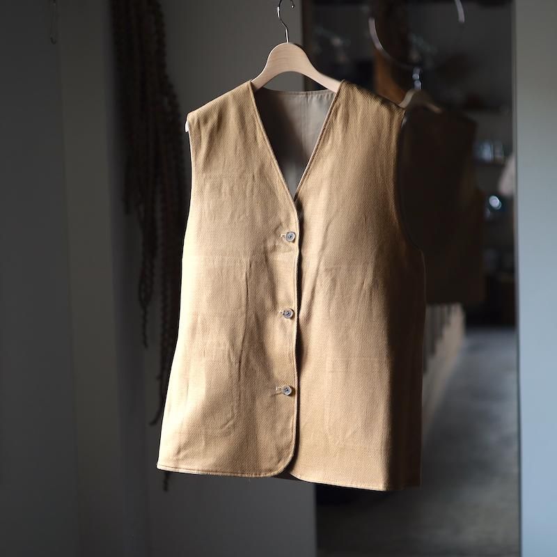 トップス bisown CHINO VEST BISOWN】CHINO CLOTH × KARAMI REVERSIBLE VEST - HUUKU