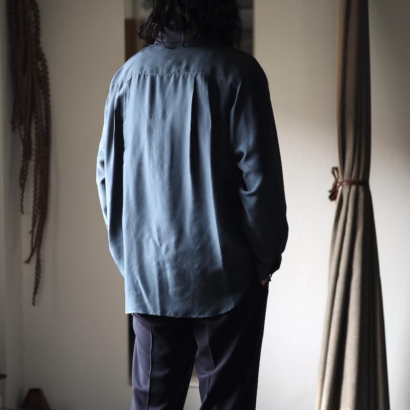 トップス heugn alf silk new wd stripe 1 blue HEUGN Silk New WD Stripe 