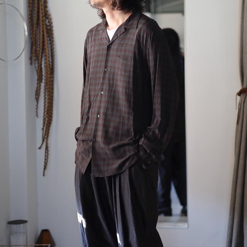 MAATEE&SONS】OP COLLAR RAYON OMBRE CHECK SHIRTS - HUUKU