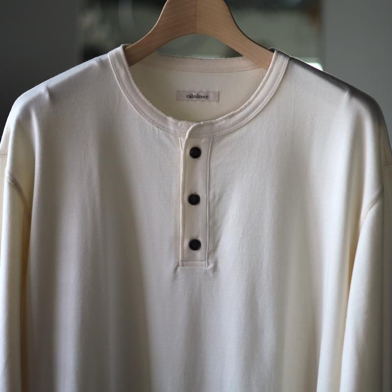 calmlence】HENLEY NECK LS T-SHIRT