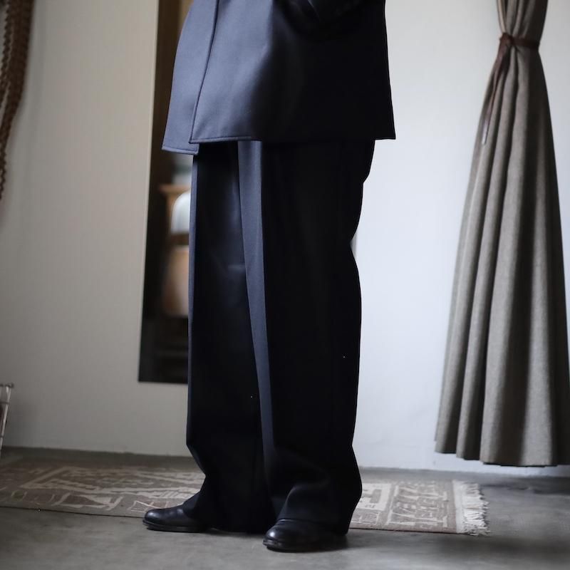 ULTERIOR】SUPER FINE LIGHT MELTON TUCKED TROUSERS - HUUKU