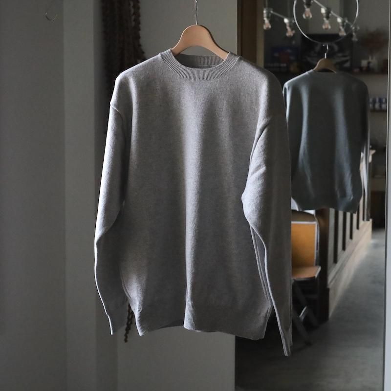 YONETOMI】Rigid Cashmere Knit Sweater / Top Gray - HUUKU