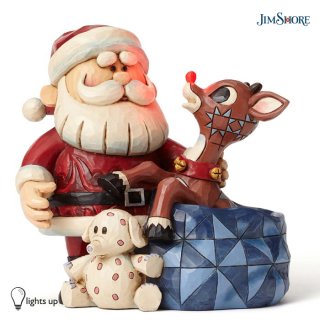 【JIM SHORE】ルドルフトラディション：ルドルフ -Santa with Rudolph in Toy Bag-LEDモデル