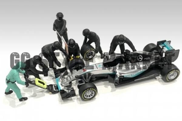 1/43サイズ】7体セットF1 ピットクルーセット1 チームブラック