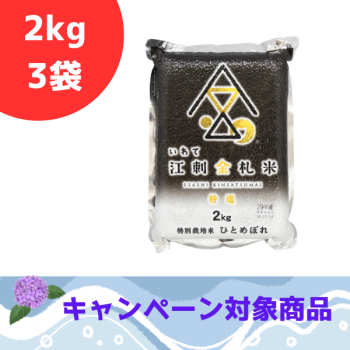 ☆江刺金札米ひとめぼれ・『特選』パック米（2kg）×3袋セット