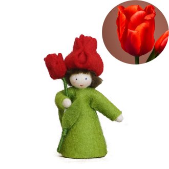 赤いチューリップ ホワイト　手に装飾 Ambrosius Dolls/アンブロシウス フェアリー 2023春の妖精