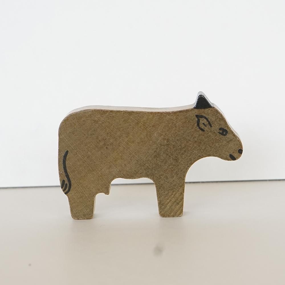 Aうし小（茶）/アルビスブランの動物積み木 金沢市の木のおもちゃ りぷか