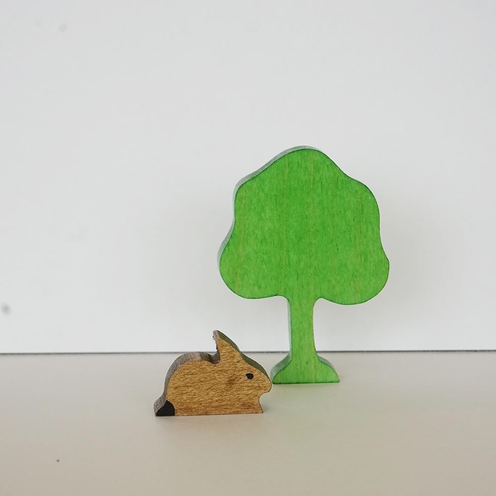 Aうさぎ 伏）/アルビスブランの動物積み木 金沢市の木のおもちゃ