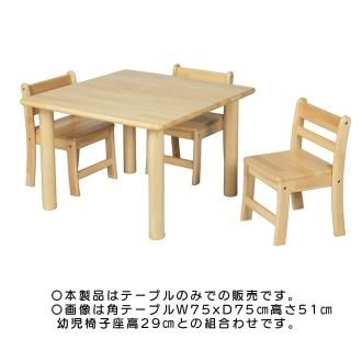 角テーブル W75xD75  高さ30～51cmの5タイプ  ブロック社の乳児,幼児の家具【※机単品です】