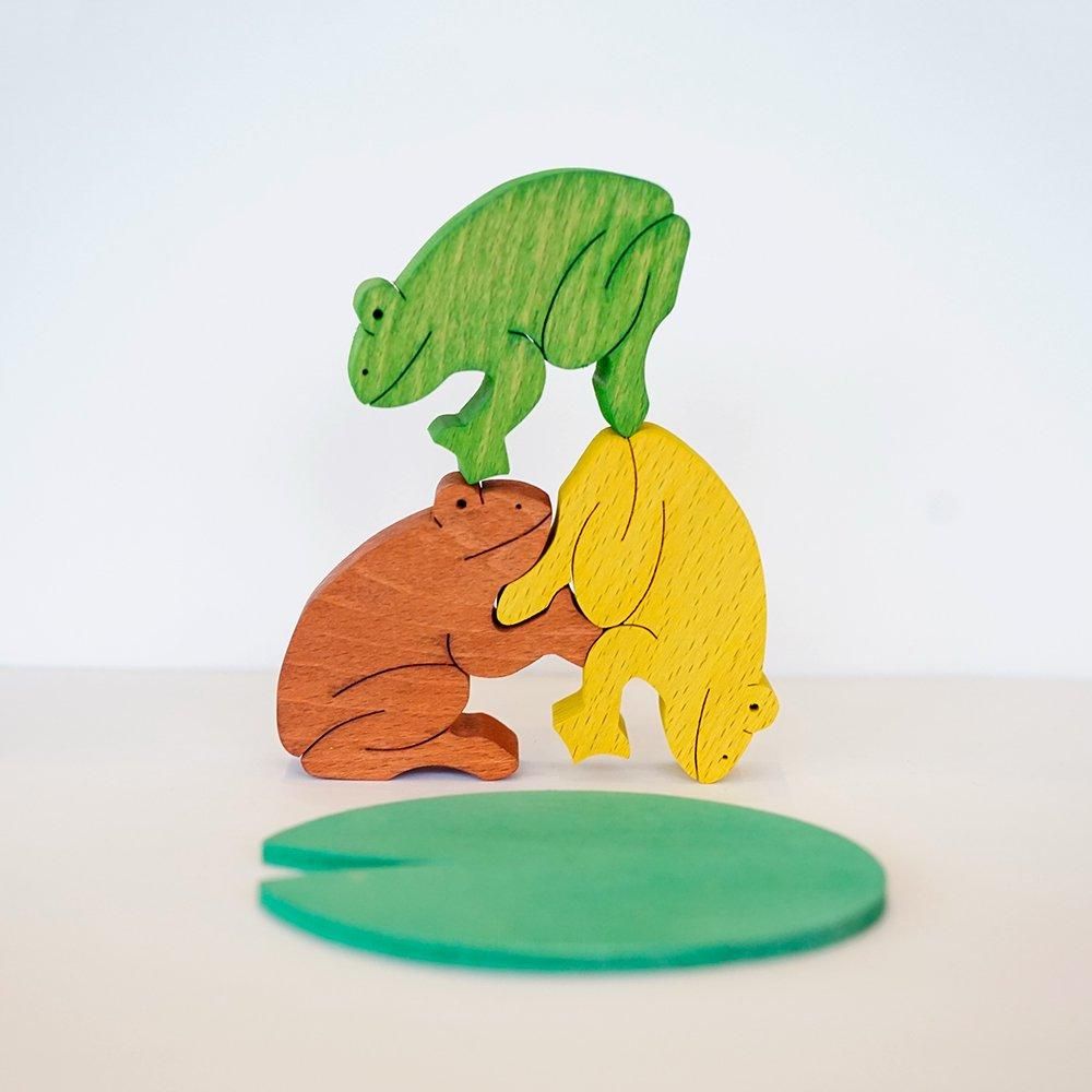 ゆかいなカエル（3匹） | 木のおもちゃ杢・MOKU - 石川県金沢市の木の