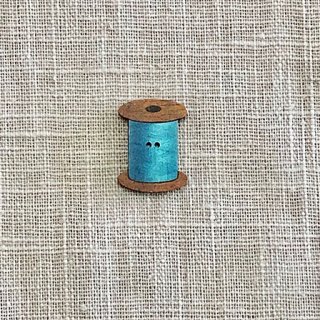 フランス製 木製ボタン　糸巻き　ブルー