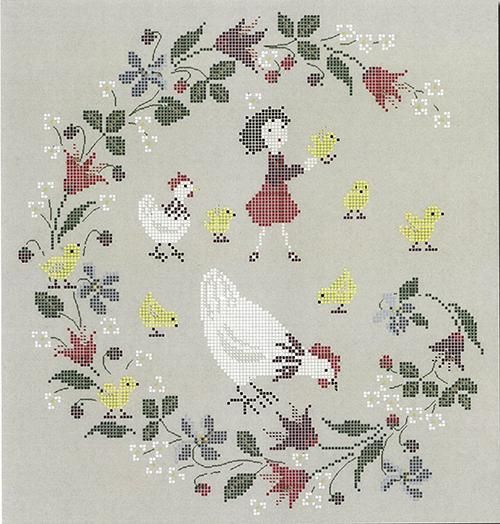 クロスステッチ図案 Mother Hen And Chicks 鶏とひよこ Heart Art Collection クロスステッチ図案 Mother Hen And Chicks 鶏とひよこ Heart Art Collection