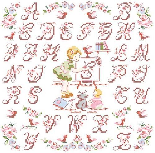 Veronique Enginger ヴェロニク アンジャンジェ デザインクロスステッチ図案 The Little Lily Rose Alphabet Heart Art Collection