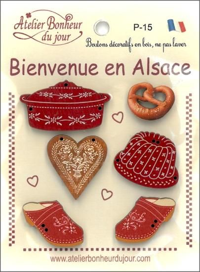 フランス製 木製ボタンセット アルザスにようこそ - Heart Art Collection