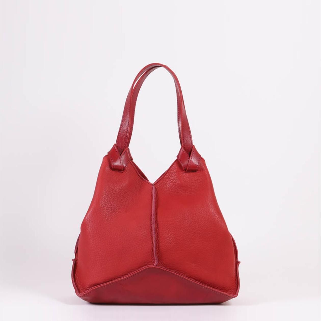 レザーハンドバッグ レザーコンビ トライアングルシルエット トートバッグ | 6776RE