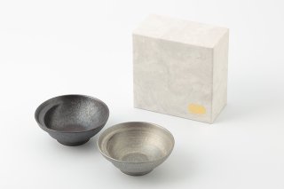 お鍋の取り皿 Cacomi -かこみ- 【結晶 黒・銀 2枚セット】