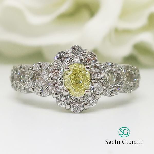 【14号】PT950ファンシーイエローダイヤモンド ホースシューフォルム リング 14号】PT950ファンシーイエローダイヤモンド ホースシューフォルム リング