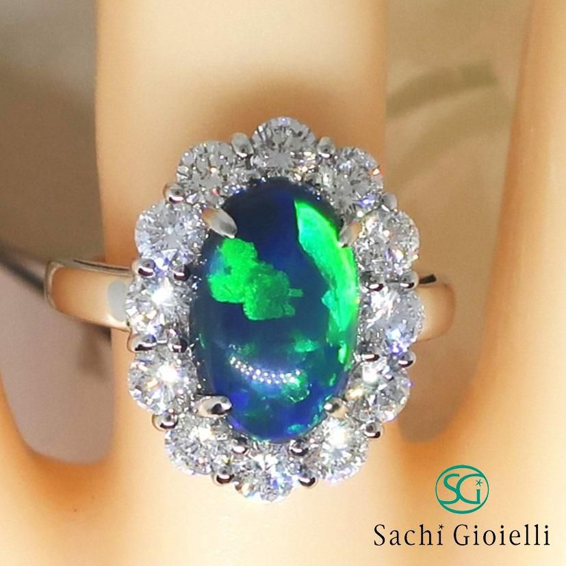 2.81カラット 稀少な大粒ブラックオパールのリング PT950 - ジュエリー