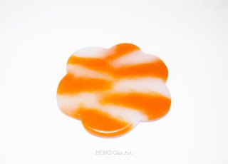 雲のケーキ皿【オリジナル・一点もの | オレンジの雲形中皿】