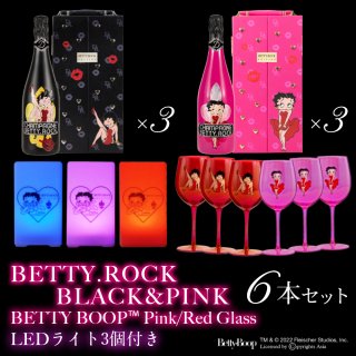 BETTY.ROCK BLACK&PINK 6本セット RED&PINKグラス・LEDライト付