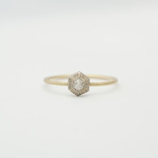 PLOCI<br/>Milky White Hexagon Rose Cut Diamond Ring