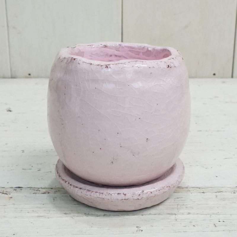 超希少　ドマーニ鉢　ピンクの円筒形　旧刻印入り 植木鉢 おしゃれ 陶器鉢 アンジェラS (5色)＜ 8.5cm 3号 穴あり 受け皿