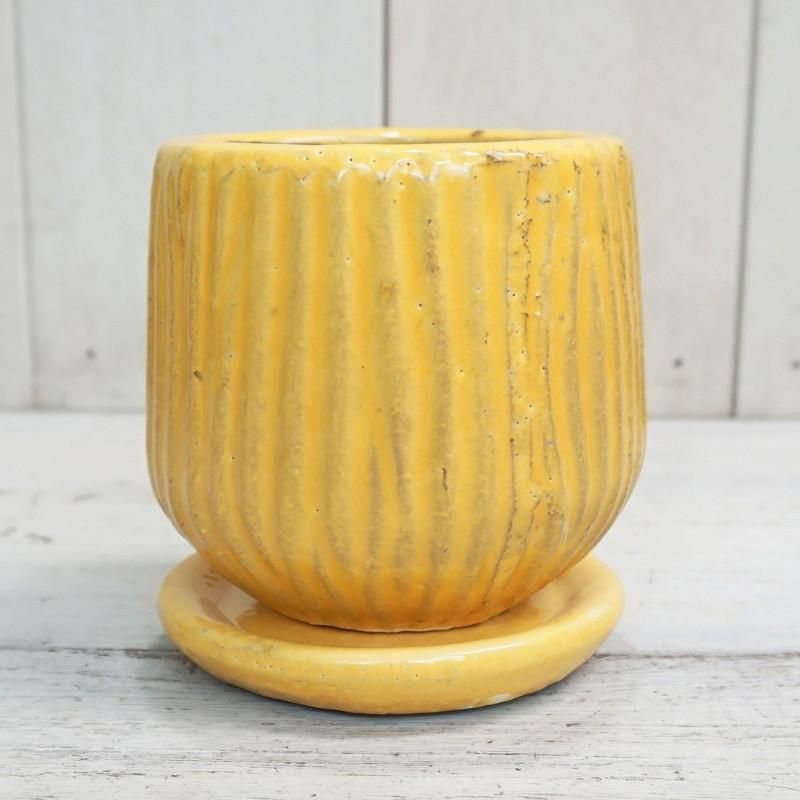 植木鉢 おしゃれ 陶器鉢 ルミオラL (5色)＜ 10cm 3号 底穴あり 受け皿