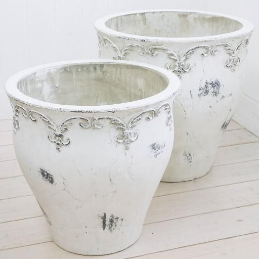 植木鉢 おしゃれ アンティーク 陶器鉢 ブランシェジャーポットL