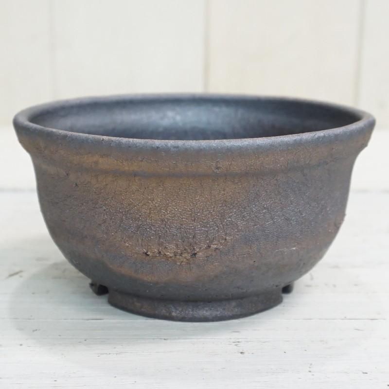 711.夢陶 飴釉木瓜鉢 盆栽鉢 植木鉢 14*12.6*4cm - 工芸品