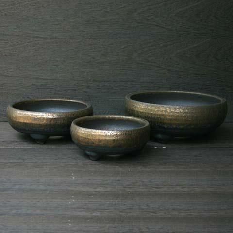 植木鉢　金彩鉢　5個セット 楽天市場】陶器鉢 植木鉢 金彩高脚 5号フチなしショート 底穴