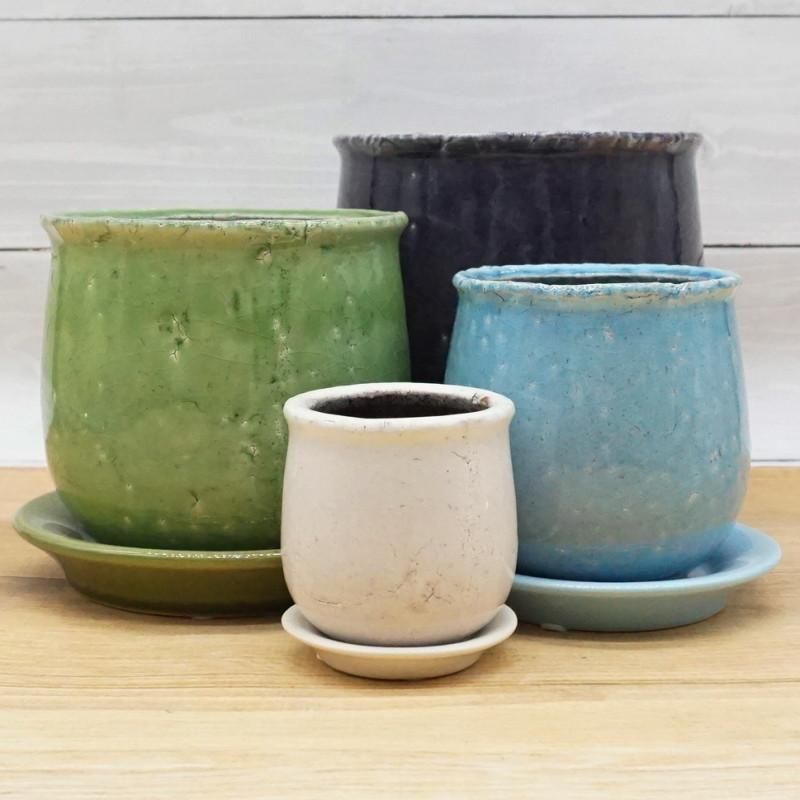 植木鉢 おしゃれ 陶器鉢 ステララウンドS(4色) 11cm 4号 穴あり 植木鉢 おしゃれ 陶器鉢 ステララウンドS(4色) 11cm 4号 穴あり