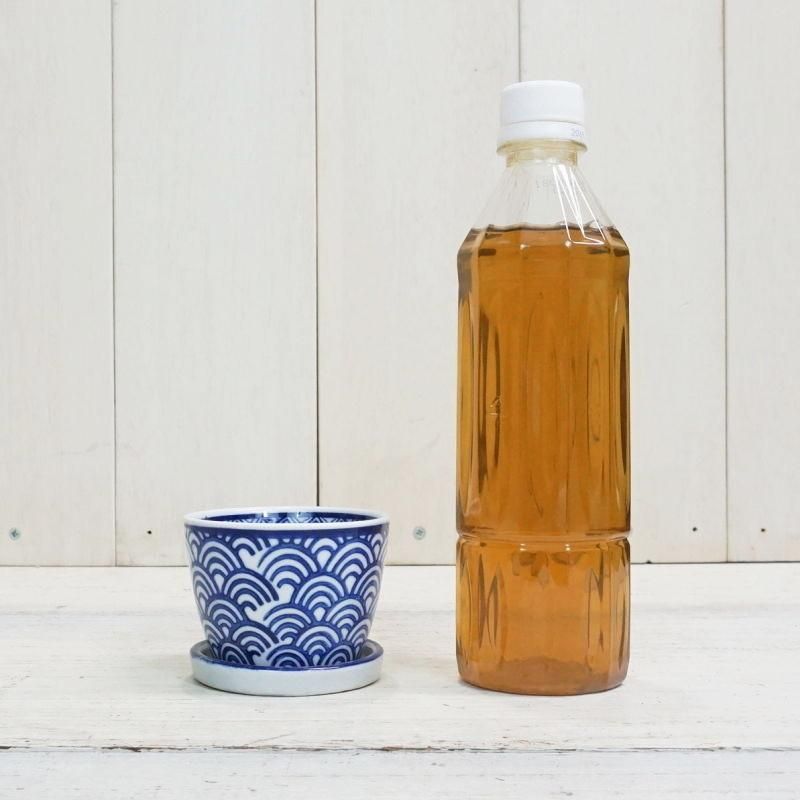 植木鉢 おしゃれ 磁器 和風 染付ソバ猪口型 青海波 皿付＜ 8cm