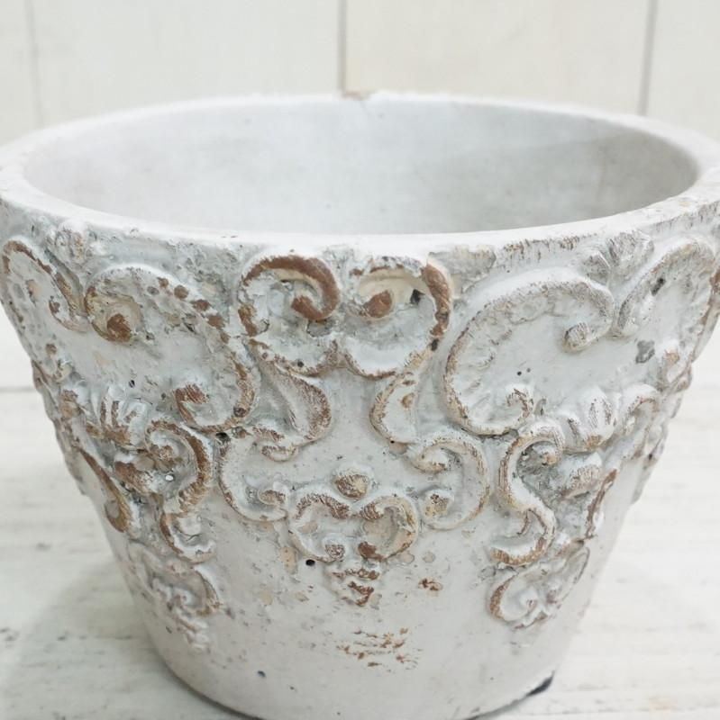 植木鉢 おしゃれ アンティーク 陶器鉢 クレストラウンドS＜ 12.5cm 4号