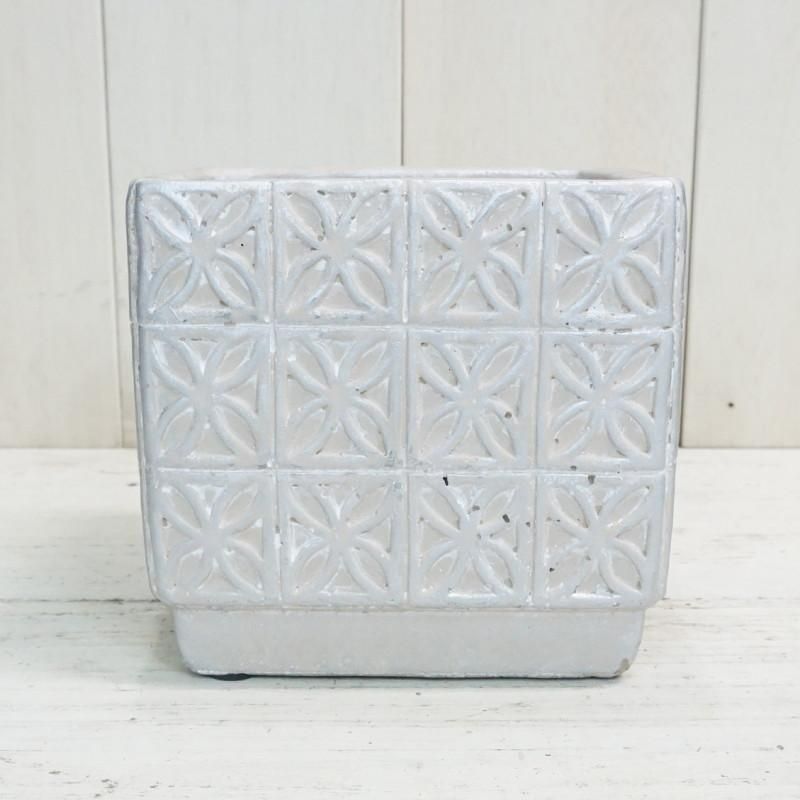 植木鉢 おしゃれ セメント フラワーモザイクレクト＜ 14cm 5号 穴あり