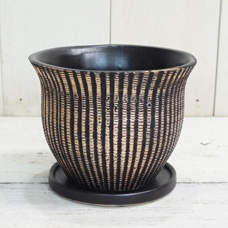 植木鉢 おしゃれ 陶器鉢 マルグリットM(2色)＜ 12cm 4号 穴あり