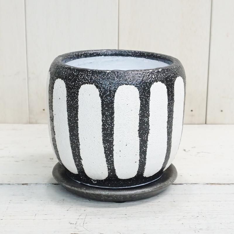 陶器製 花器 黒色と灰色のグラデーション 陶器製 花器 黒色と灰色のグラデーション